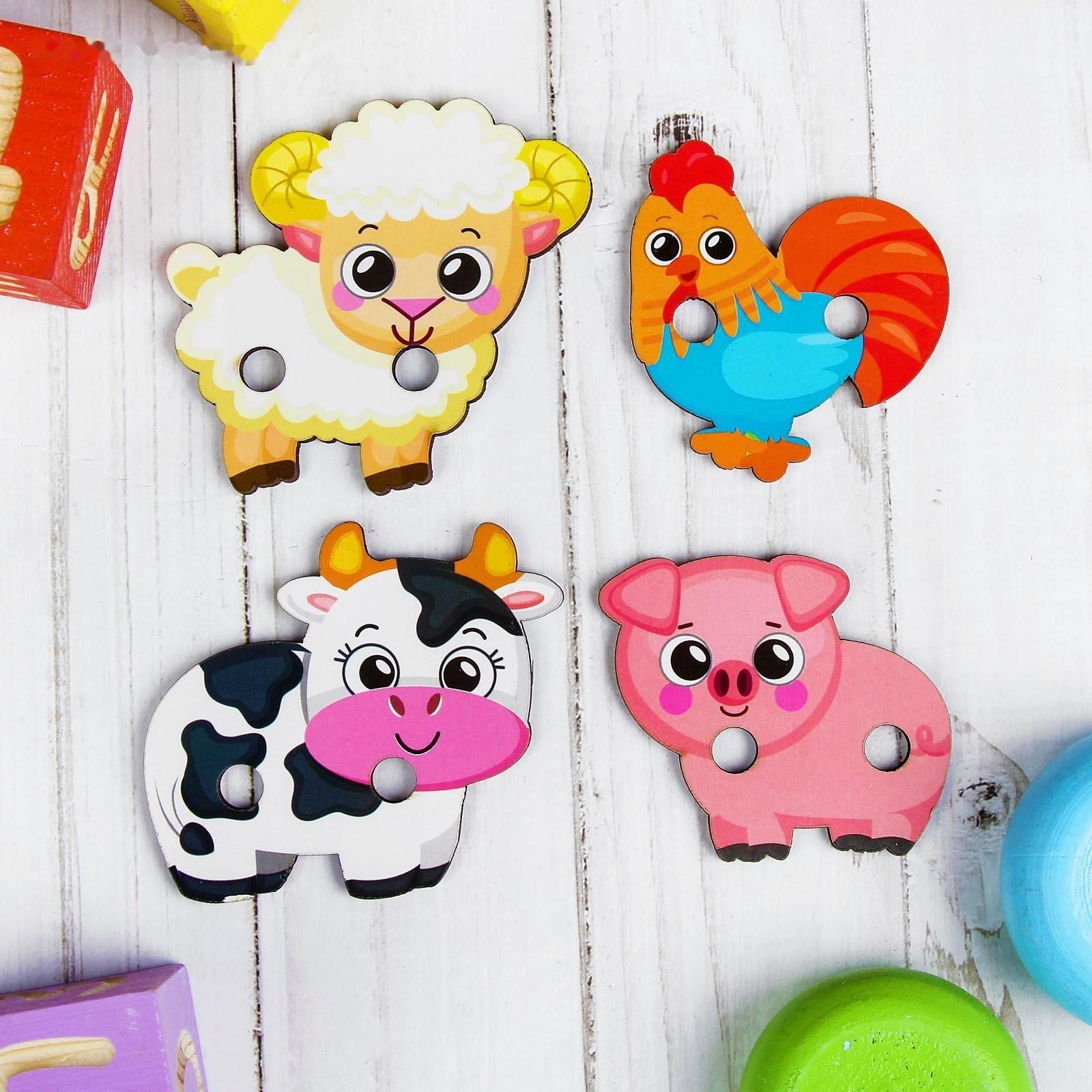 Деревянная игрушка-шнуровка «Ферма»