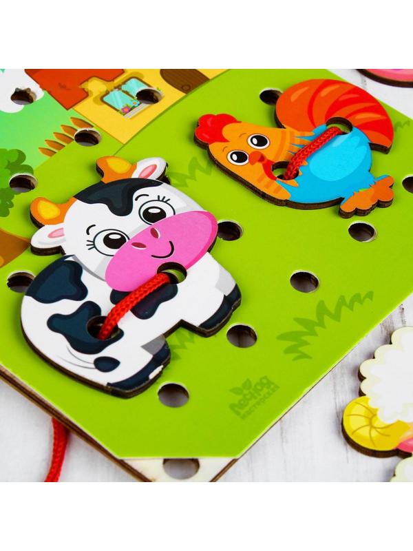 Деревянная игрушка-шнуровка «Ферма»