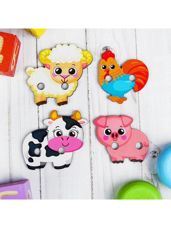 Деревянная игрушка-шнуровка «Ферма»