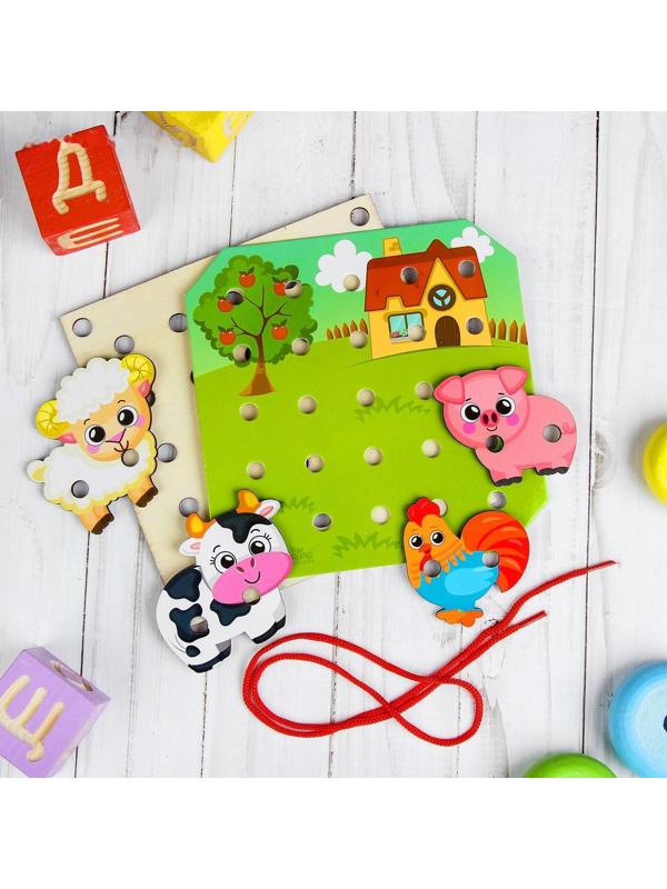 Деревянная игрушка-шнуровка «Ферма»