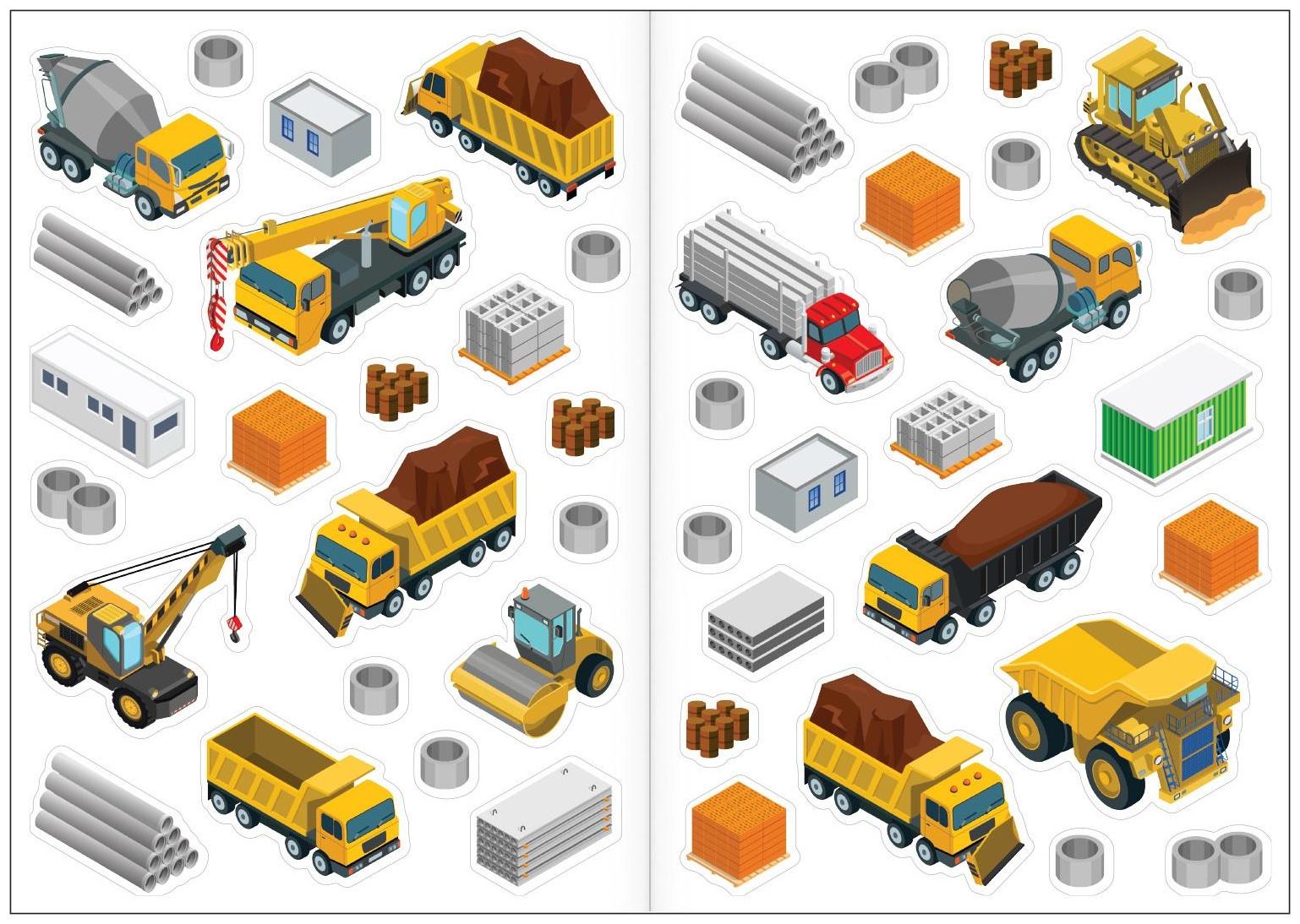Наклейки многоразовые «Машины на стройке»