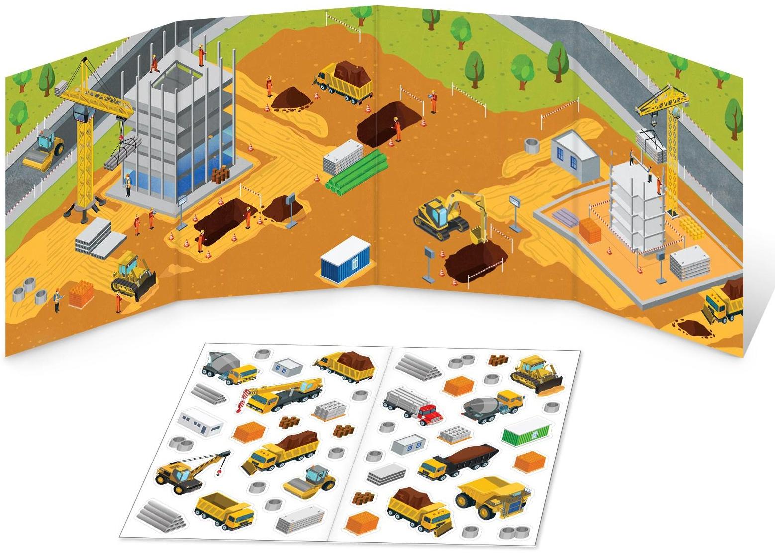 Наклейки многоразовые «Машины на стройке»