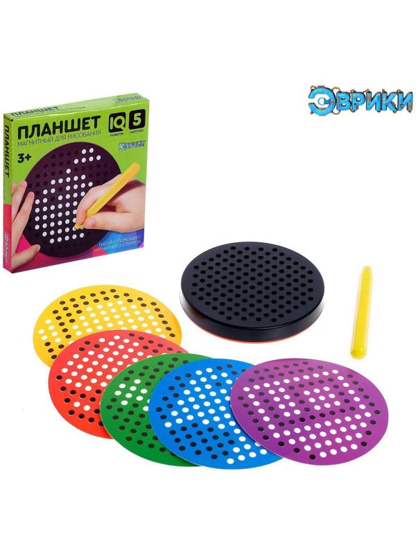 Планшет обучающий «Магнитное рисование», 120 отверстий, 5 карточек, цвет чёрный