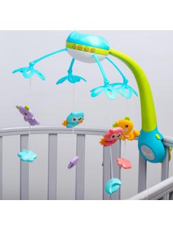 Мобиль музыкальный «Яркие птички», с ночником + пульт, цвет МИКС