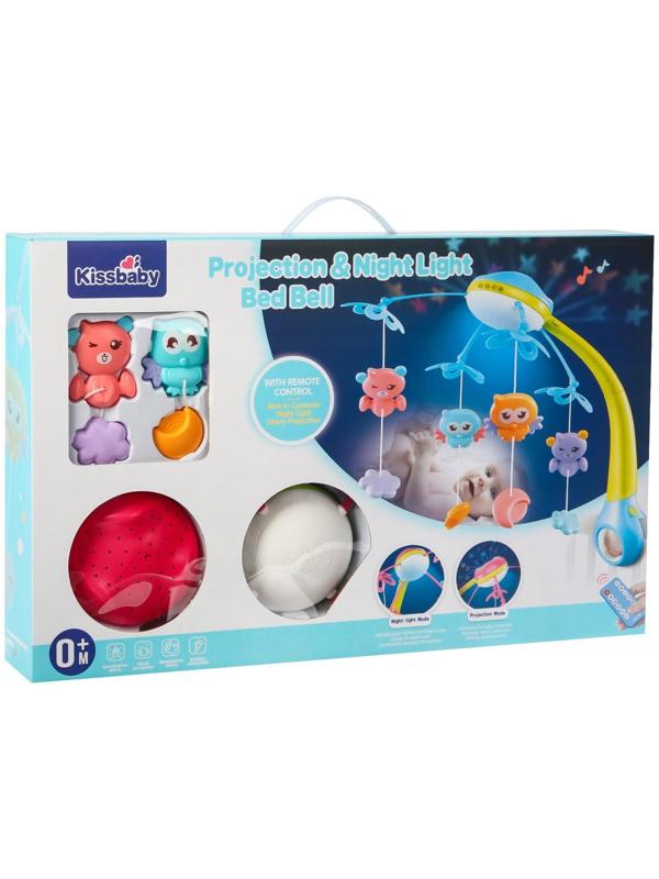 Мобиль музыкальный «Яркие птички», с ночником + пульт, цвет МИКС