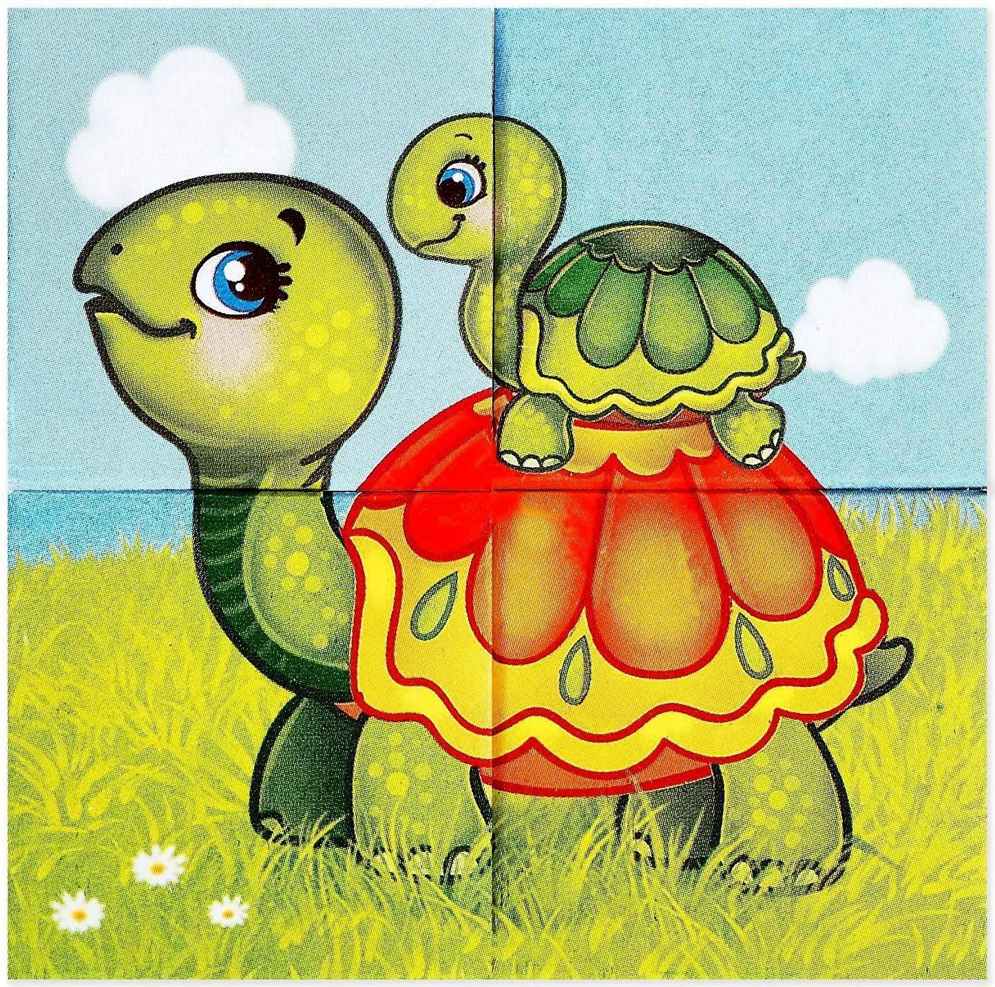 Кубики картонные «Мамы и дети», 4 шт