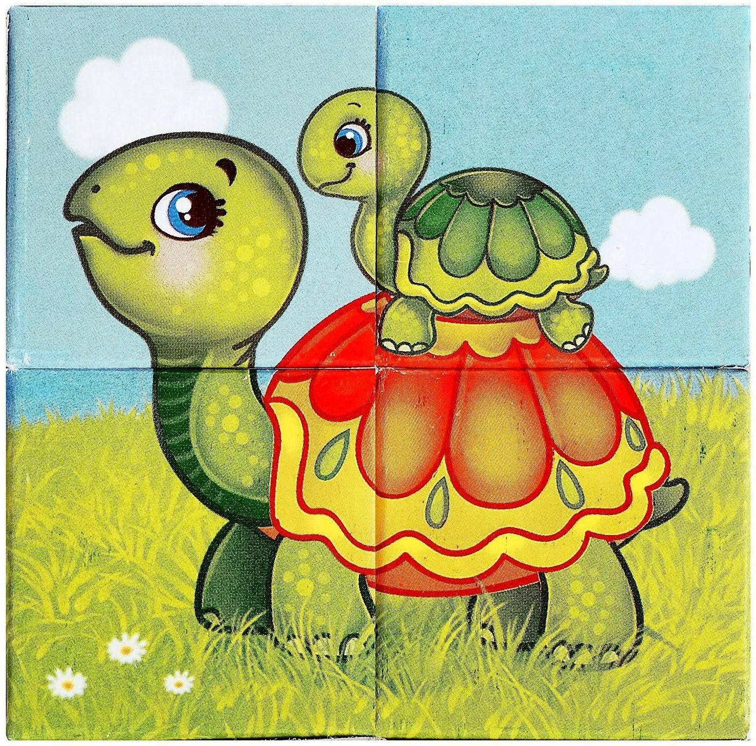 Кубики картонные «Мамы и дети», 4 шт