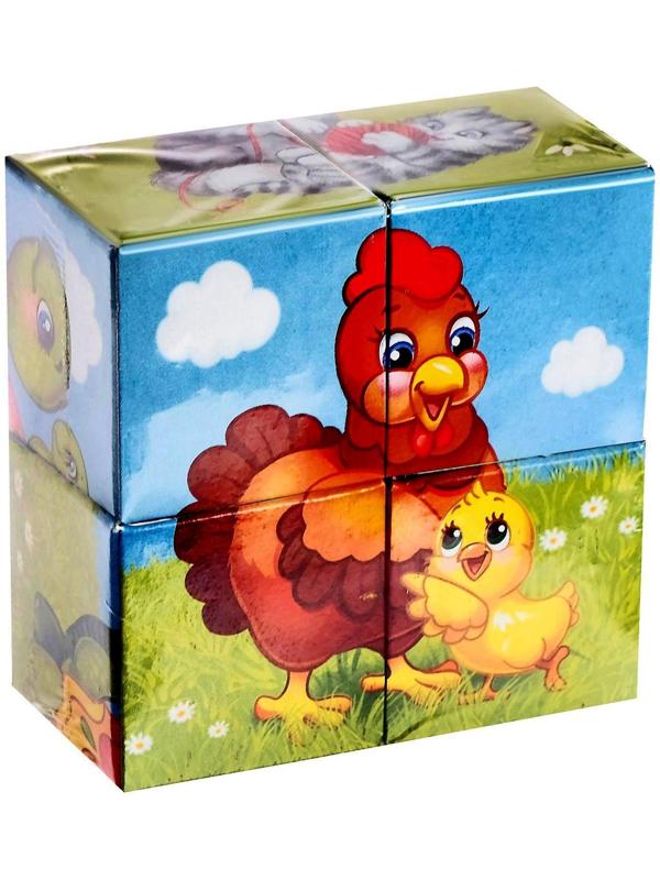 Кубики картонные «Мамы и дети», 4 шт