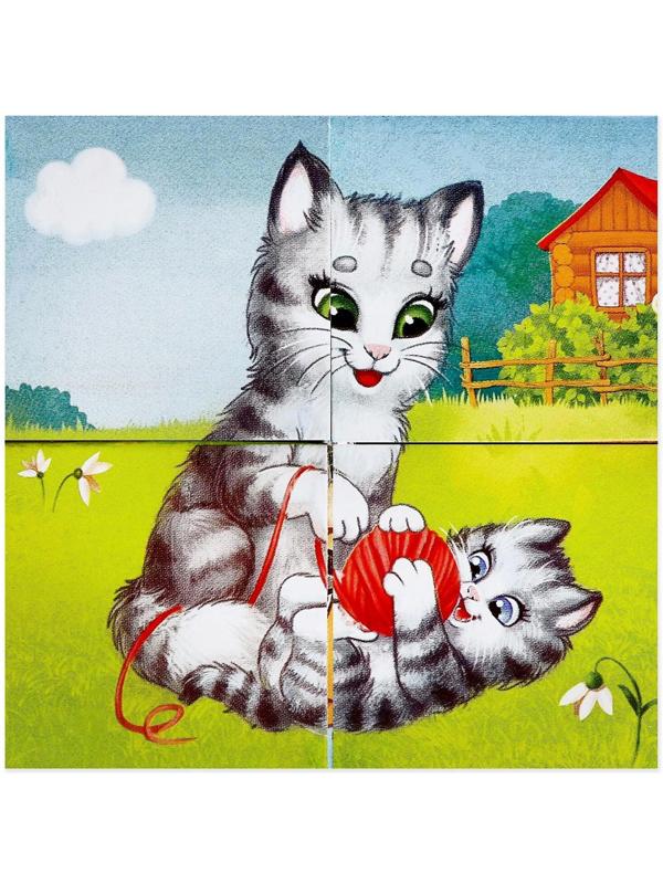 Кубики картонные «Мамы и дети», 4 шт