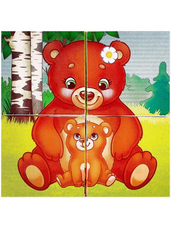 Кубики картонные «Мамы и дети», 4 шт