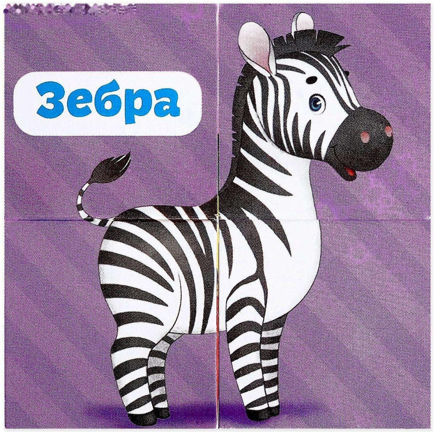 Кубики картонные «Зверята», 4 шт