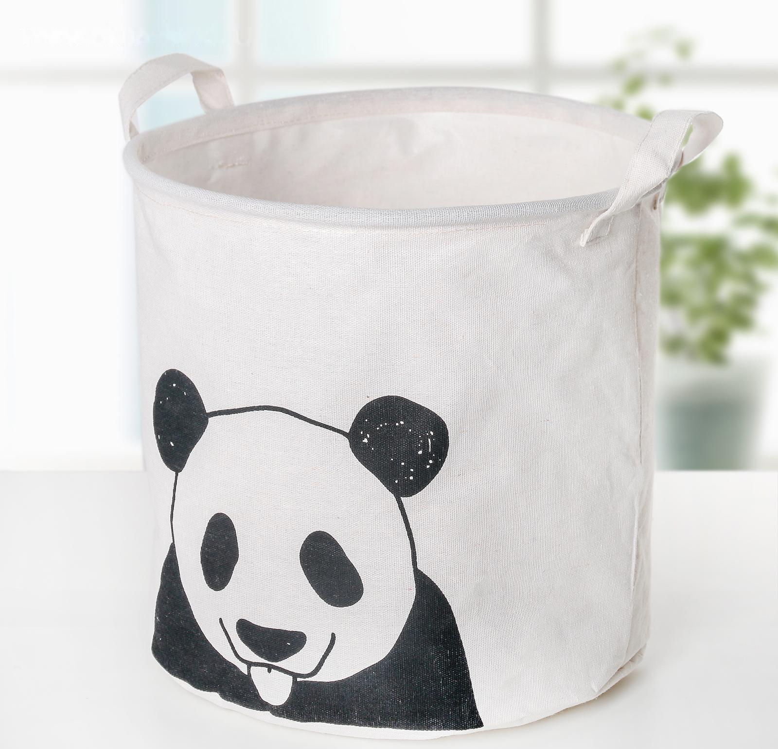 Корзина бельевая текстильная Доляна «Панда», 30×30×30 см, цвет белый