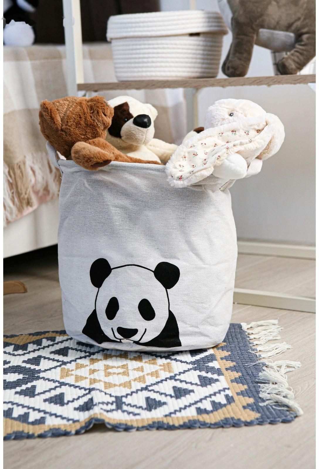 Корзина бельевая текстильная Доляна «Панда», 30×30×30 см, цвет белый