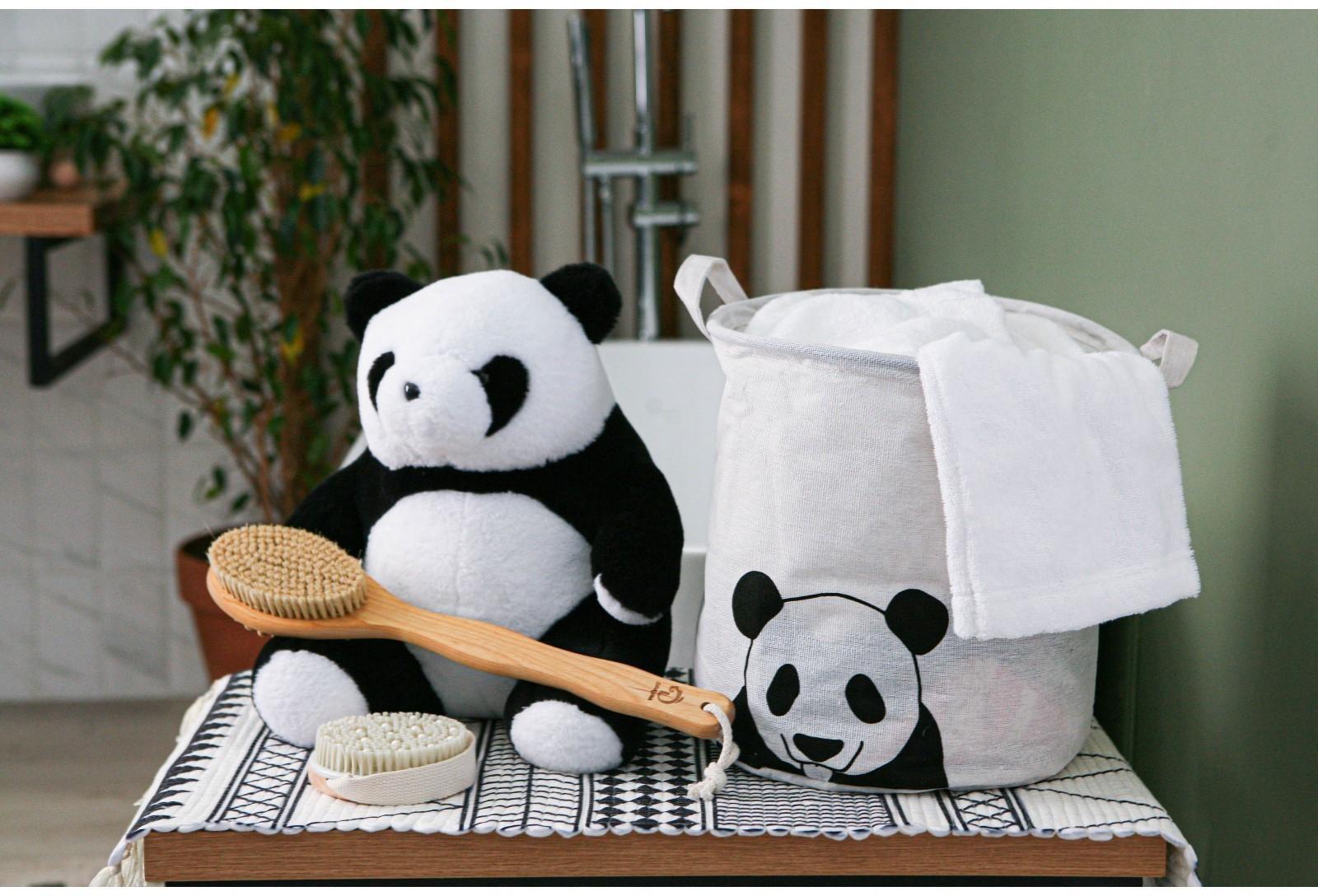 Корзина бельевая текстильная Доляна «Панда», 30×30×30 см, цвет белый