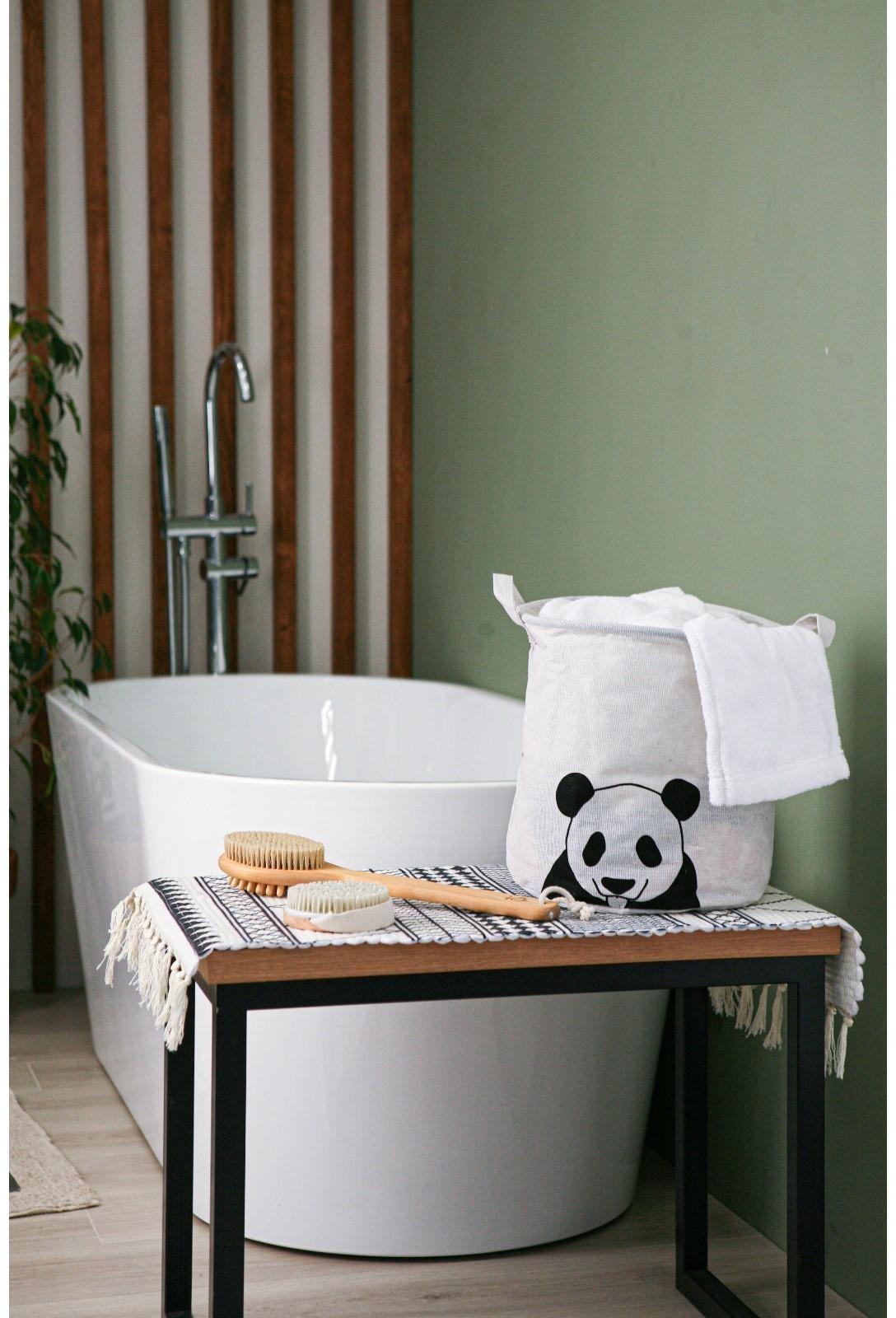 Корзина бельевая текстильная Доляна «Панда», 30×30×30 см, цвет белый