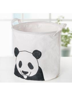 Корзина бельевая текстильная Доляна «Панда», 30×30×30 см, цвет белый