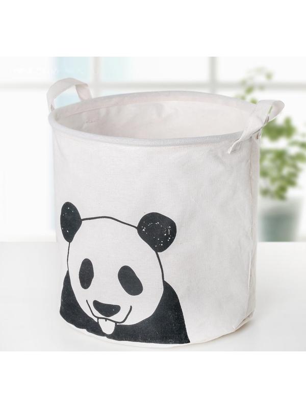 Корзина бельевая текстильная Доляна «Панда», 30×30×30 см, цвет белый