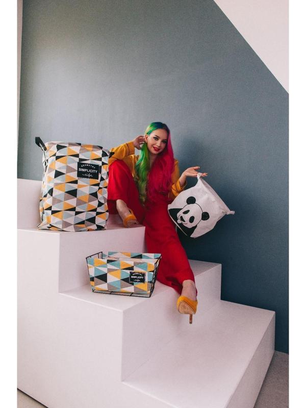 Корзина бельевая текстильная Доляна «Панда», 30×30×30 см, цвет белый