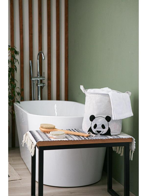 Корзина бельевая текстильная Доляна «Панда», 30×30×30 см, цвет белый