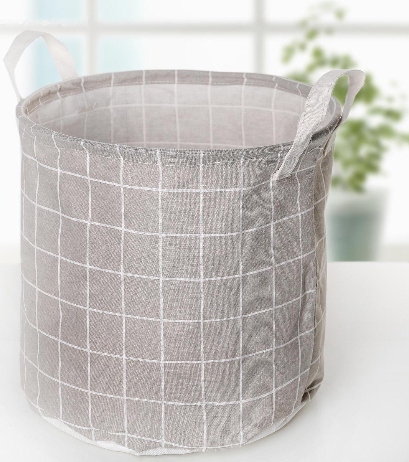 Корзина бельевая текстильная «Клетка», 30×30×30 см, цвет серый