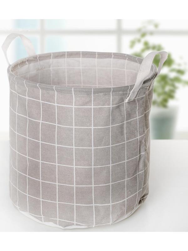 Корзина бельевая текстильная «Клетка», 30×30×30 см, цвет серый