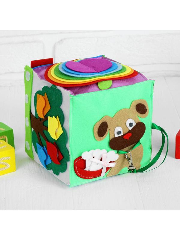 Мягкий бизикубик «Изучаем цвета и формы» текстильный, 15×15 см