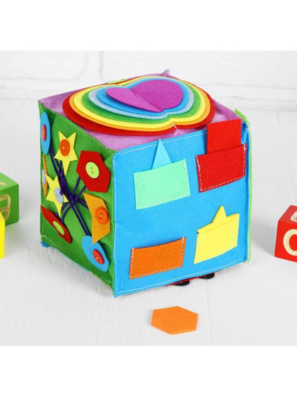 Мягкий бизикубик «Изучаем цвета и формы» текстильный, 15×15 см