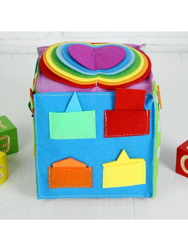 Мягкий бизикубик «Изучаем цвета и формы» текстильный, 15×15 см