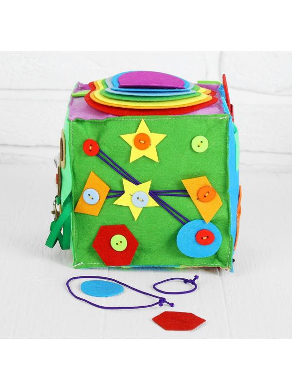 Мягкий бизикубик «Изучаем цвета и формы» текстильный, 15×15 см