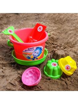 Набор для игры в песке: ведро, сетка, лопата, грабли, 3 формочки, ФИКСИКИ цвет МИКС, 1,05 л