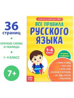 Сборник шпаргалок «Все правила по русскому языку для начальной школы», 36 стр.
