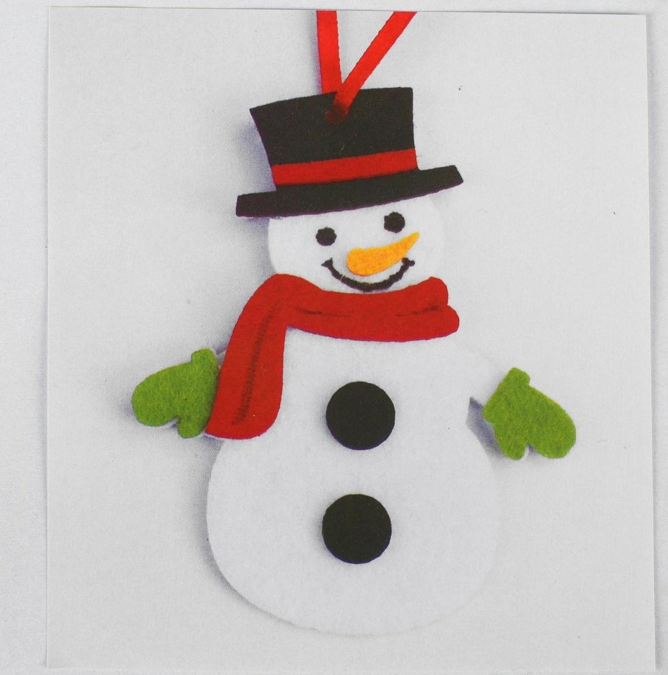 Набор для творчества - создай ёлочное украшение из фетра «Снеговичок в красном шарфике»