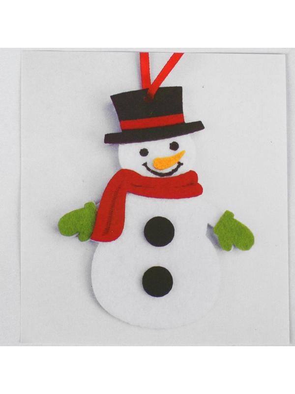Набор для творчества - создай ёлочное украшение из фетра «Снеговичок в красном шарфике»