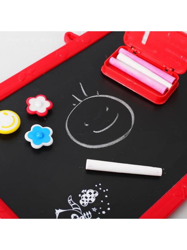 Доска магнитная двухсторонняя, под маркер и мел на подставках (мел,маркер,магниты)   МИКС