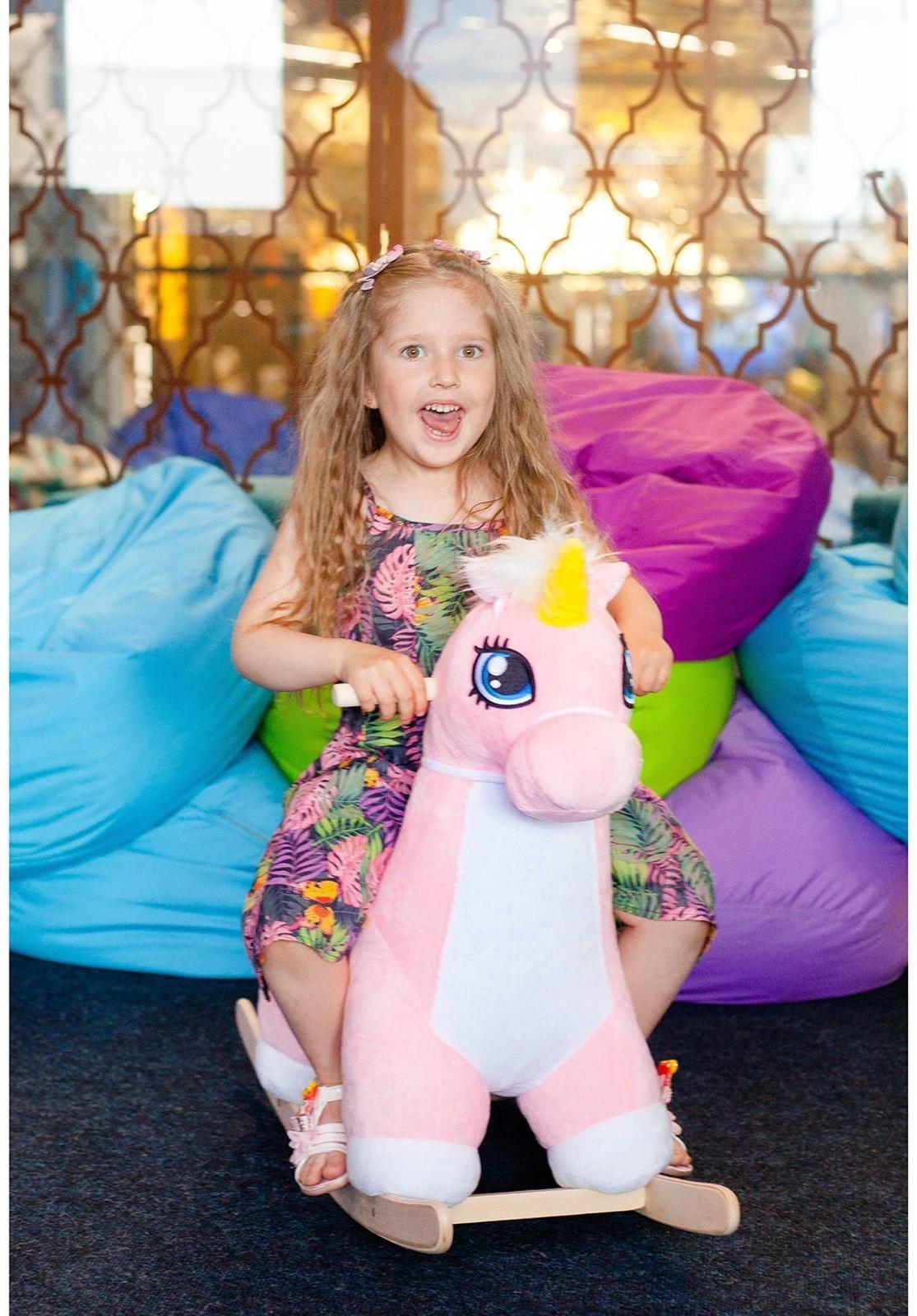 Качалка «Единорог» музыкальная, цвет розовый