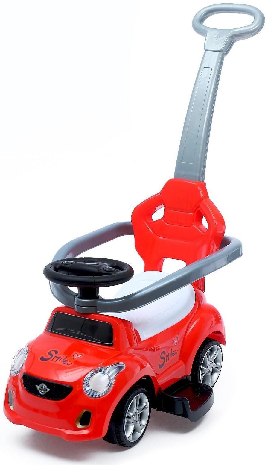 Толокар-каталка «Тачка», с родительской ручкой, цвет красный
