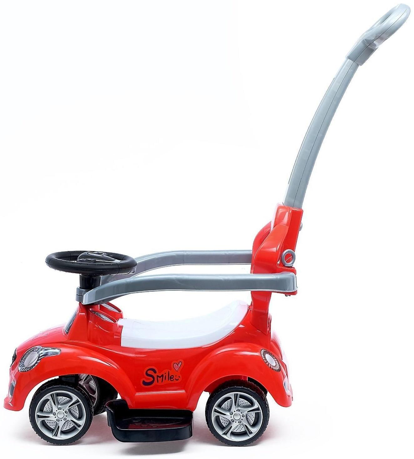 Толокар-каталка «Тачка», с родительской ручкой, цвет красный