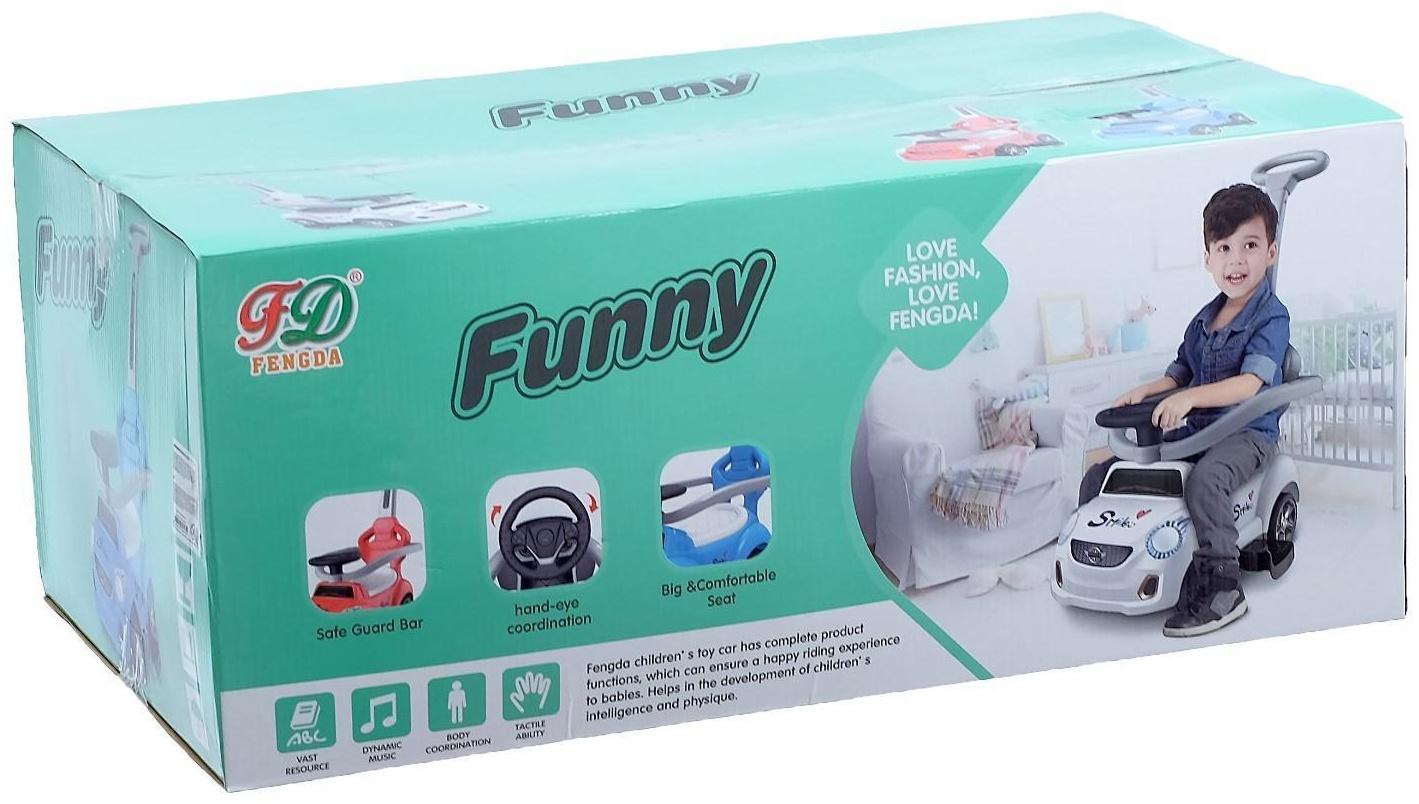 Толокар-каталка «Тачка», с родительской ручкой, цвет красный