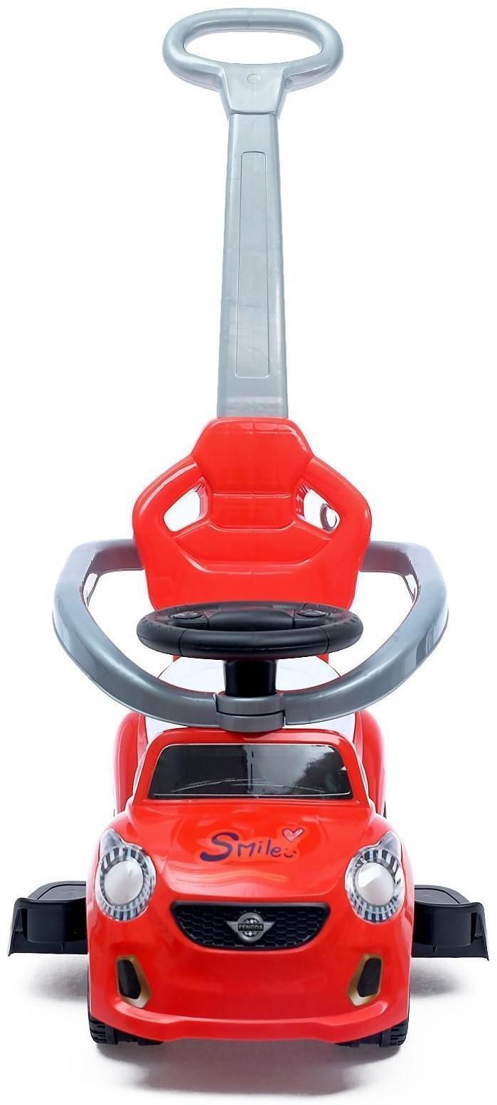 Толокар-каталка «Тачка», с родительской ручкой, цвет красный