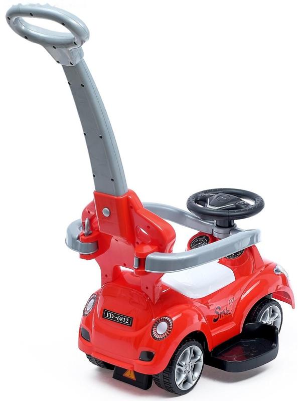 Толокар-каталка «Тачка», с родительской ручкой, цвет красный