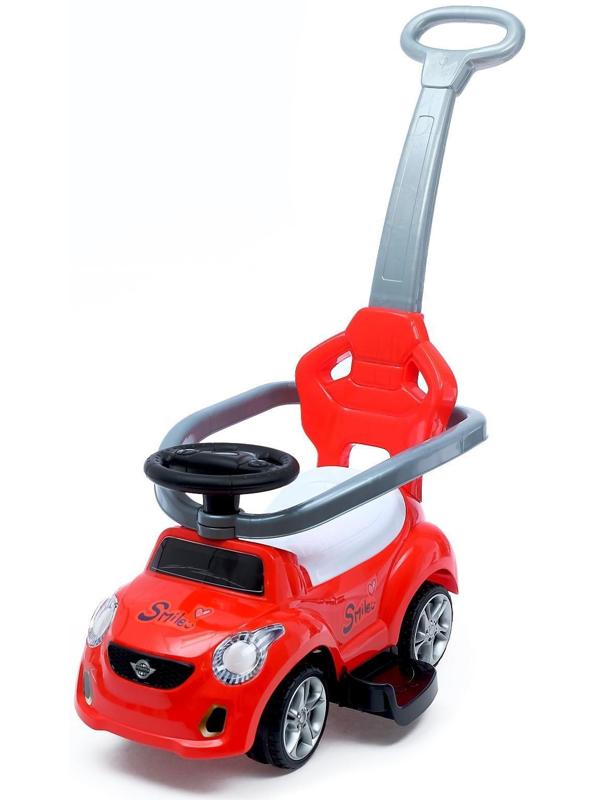 Толокар-каталка «Тачка», с родительской ручкой, цвет красный