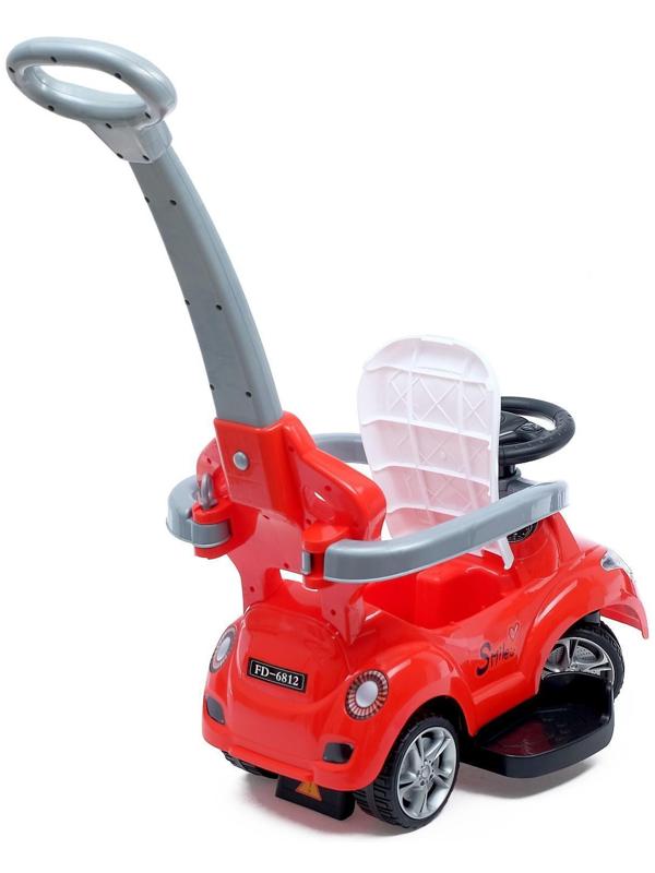 Толокар-каталка «Тачка», с родительской ручкой, цвет красный