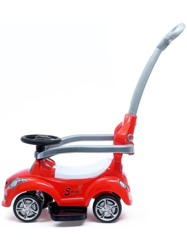 Толокар-каталка «Тачка», с родительской ручкой, цвет красный