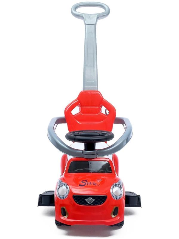 Толокар-каталка «Тачка», с родительской ручкой, цвет красный