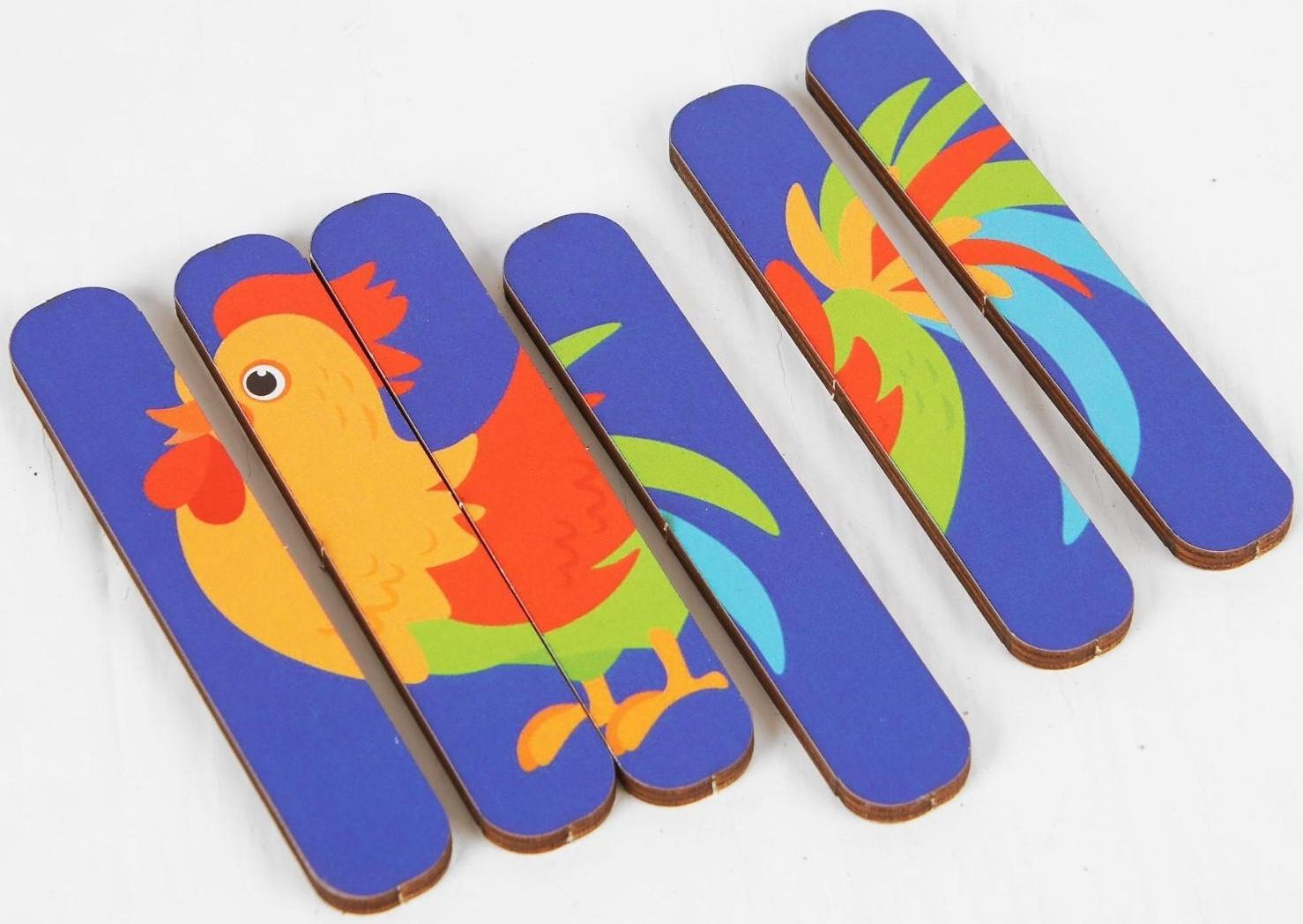 Головоломка. Собери 6 картинок «Ферма», двусторонние палочки