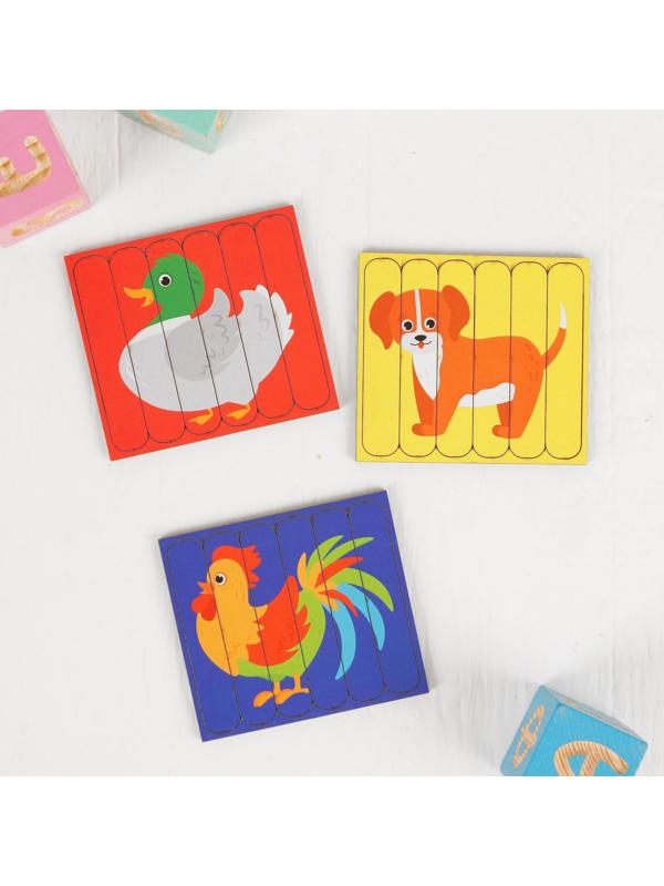 Головоломка. Собери 6 картинок «Ферма», двусторонние палочки