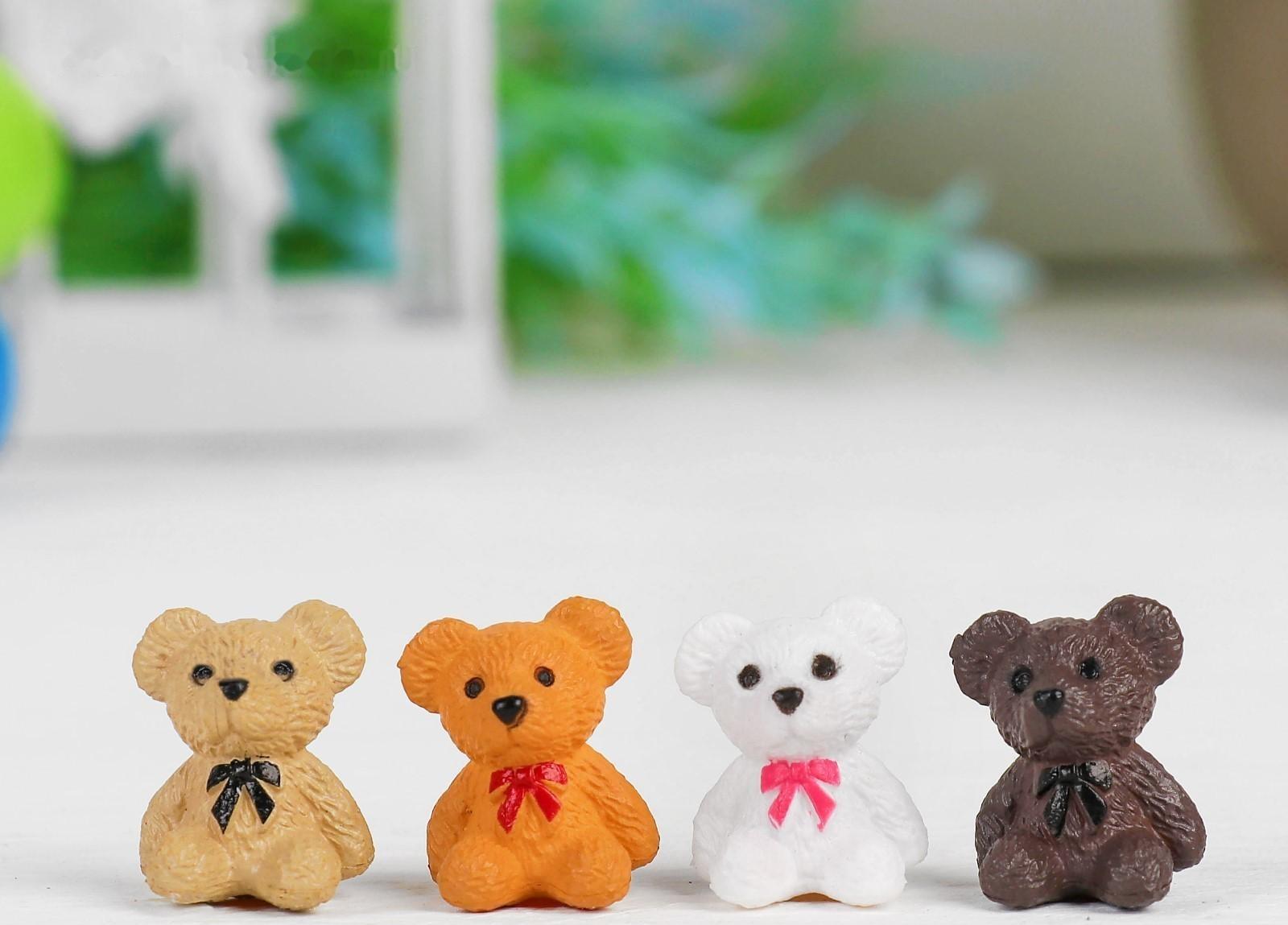 Миниатюра кукольная «Мишка», набор 4 шт, размер 1 шт: 1,8×1,4×1,1 см, цвета МИКС