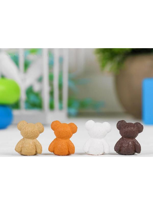Миниатюра кукольная «Мишка», набор 4 шт, размер 1 шт: 1,8×1,4×1,1 см, цвета МИКС