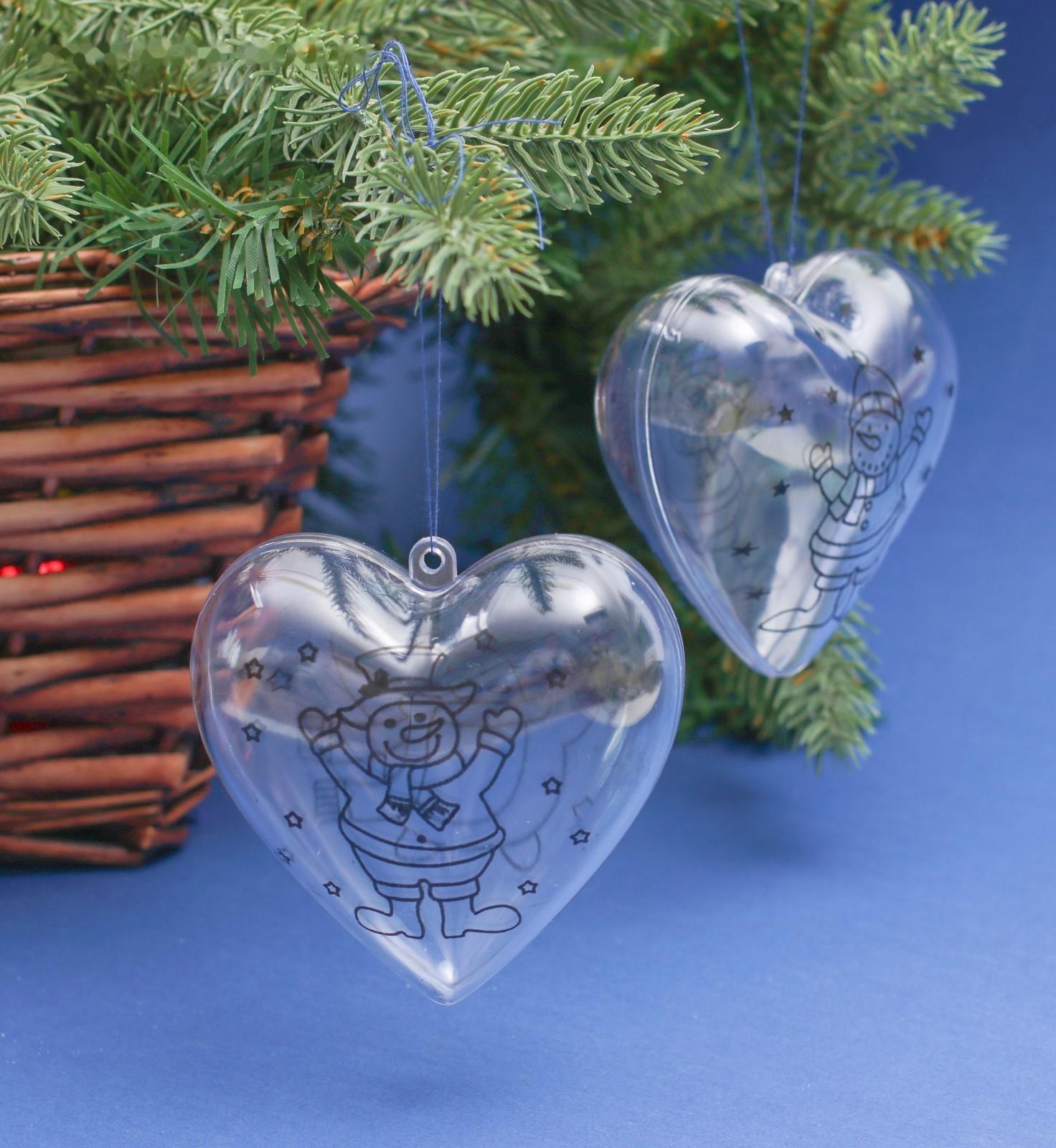 Набор новогодних украшений под раскраску «Сердце» 2 шт., размер собранно 6 ,5 см,МИКС