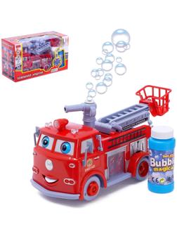 Машина «Пожарная служба» с мыльными пузырями, световые и звуковые эффекты, работает от батареек